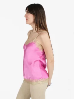 Solada Top donna effetto raso con pizzo