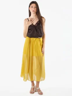 Solada Top donna effetto raso con scollo in pizzo e spalline strette - moro