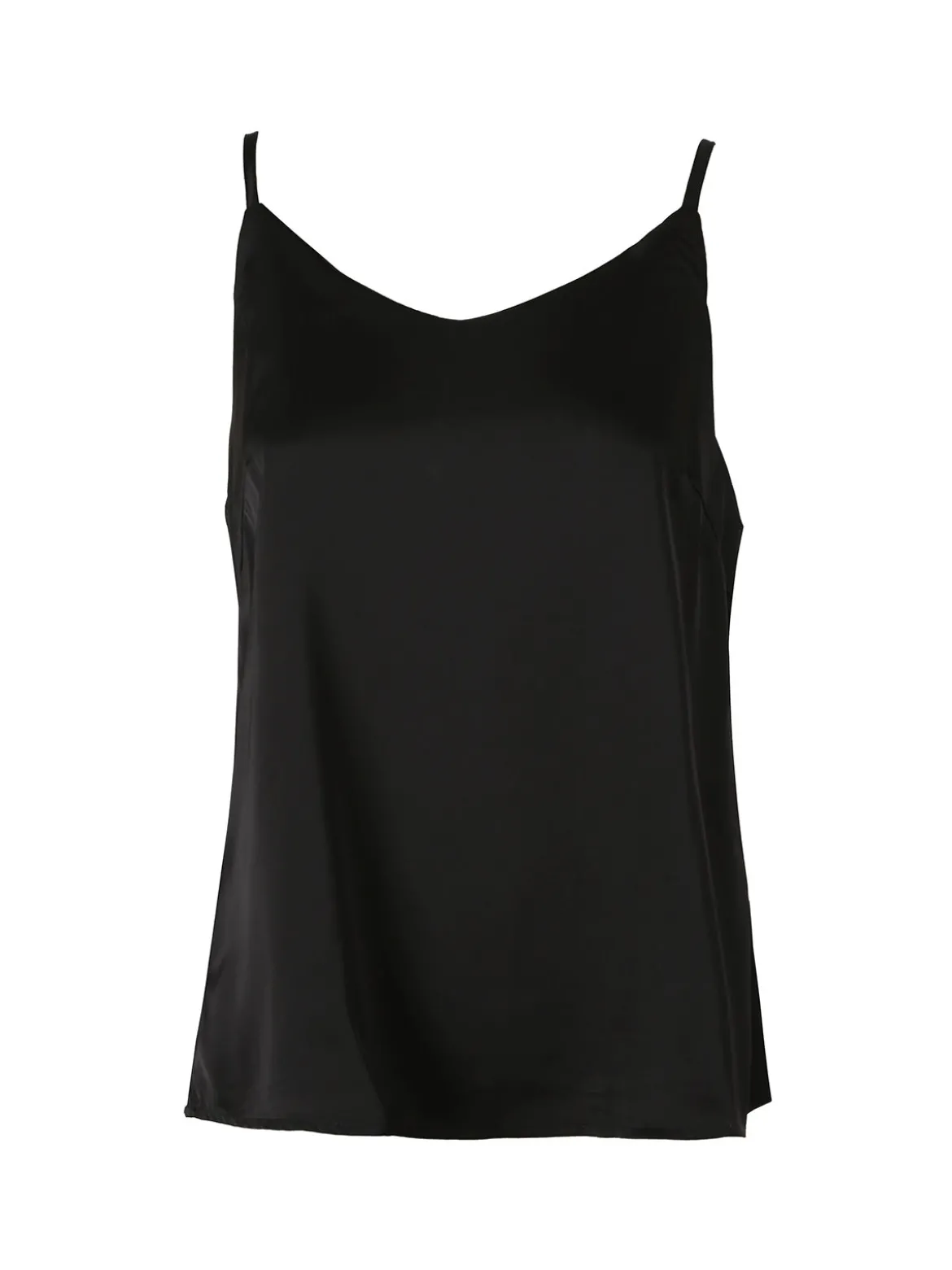 Solada Top donna effetto raso con spalline strette - nero