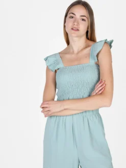 Solada Top donna elasticizzato con spalline a volant