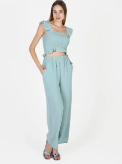 Solada Top donna elasticizzato con spalline a volant