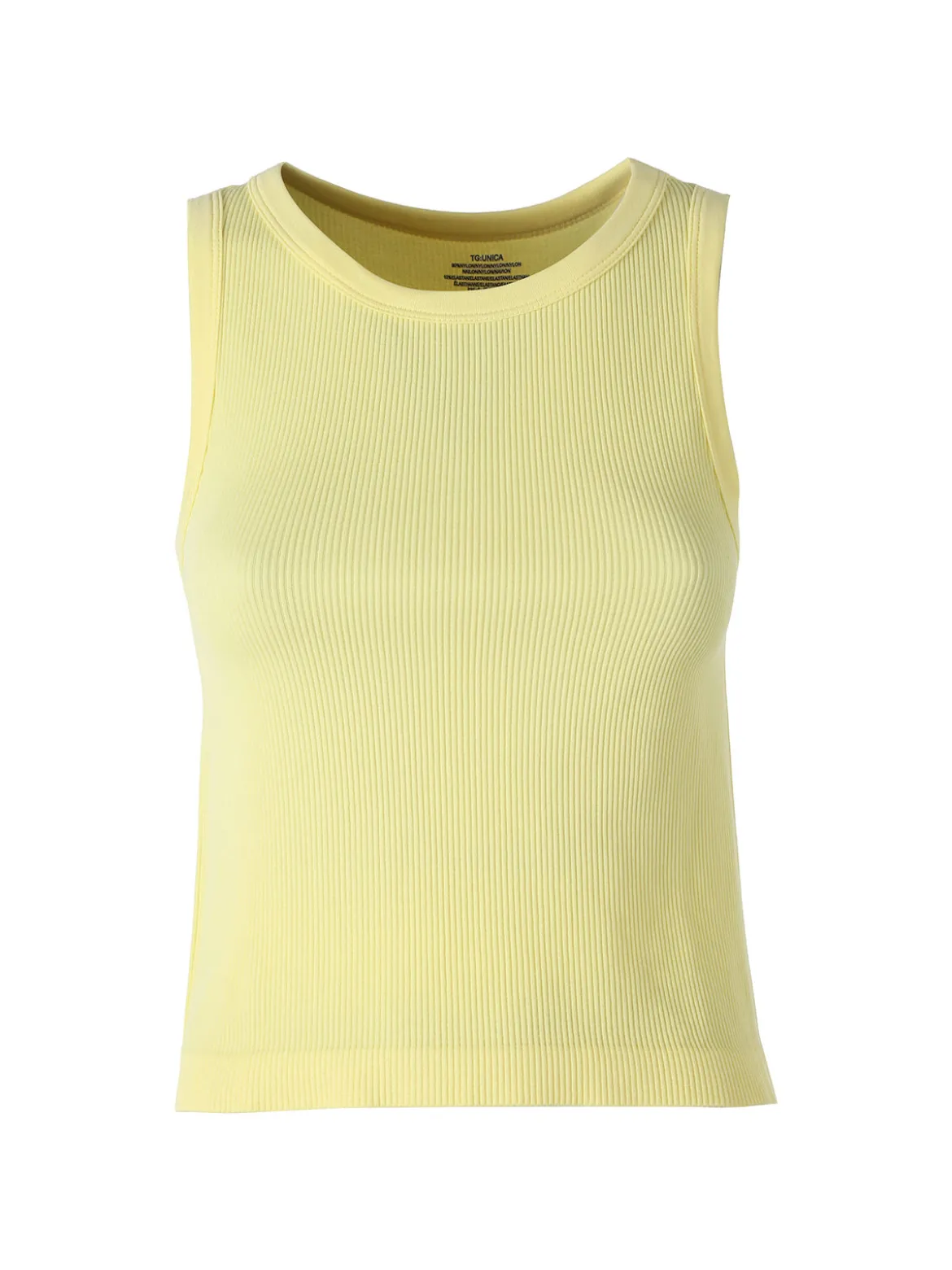 Solada Top donna girocollo a costine - giallo