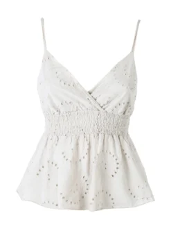 Solada Top donna in cotone con dettagli macramè con spalline sottili - beige