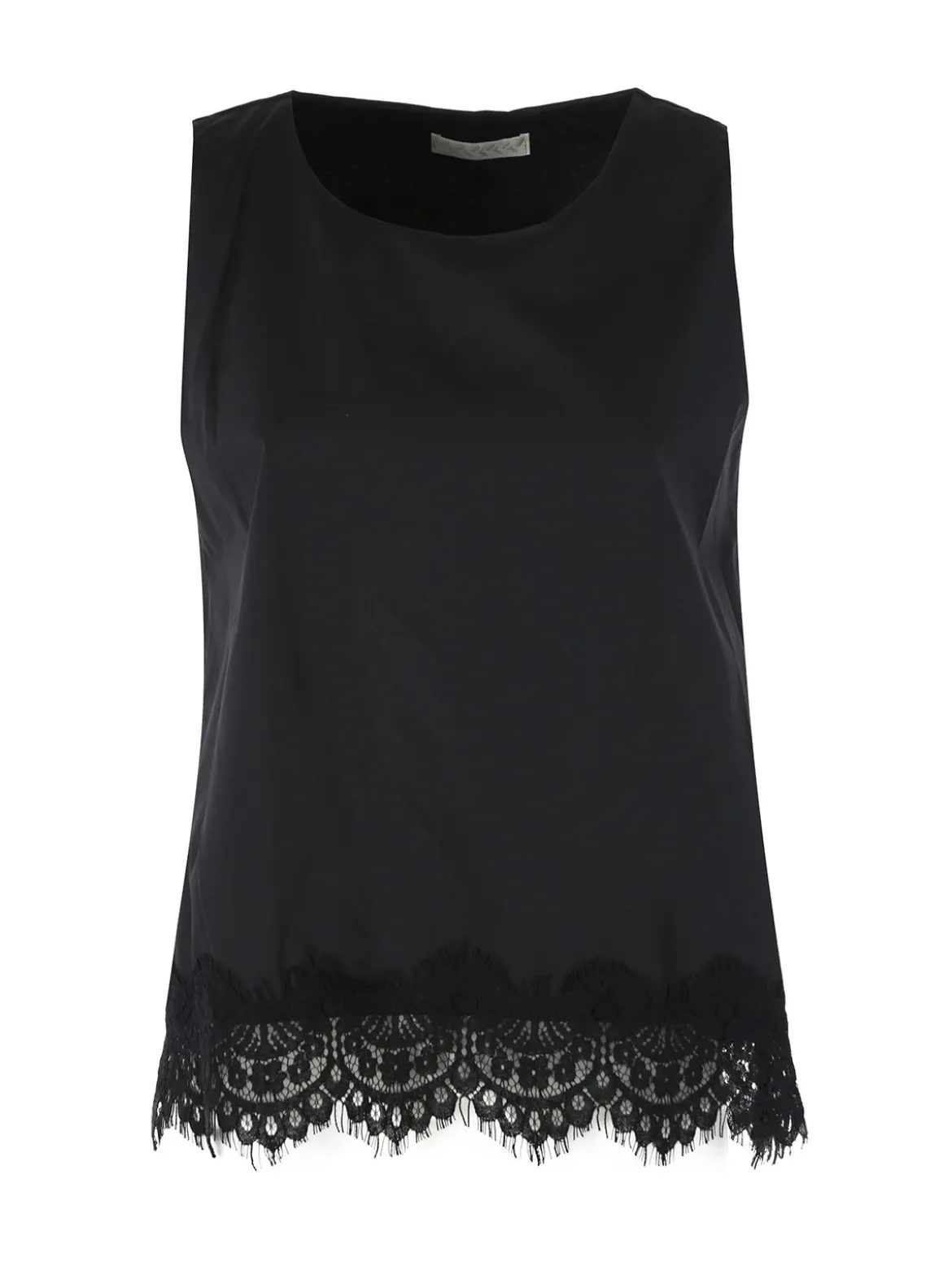 Solada Top donna in cotone con pizzo sul finale - nero