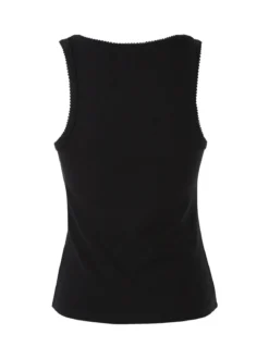 Solada Top donna in tinta unita con scollo quadrato - nero