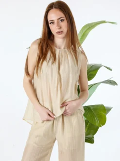 Solada Top donna smanicato - beige