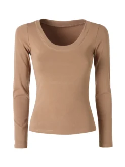 Solada T-shirt a maniche lunghe da donna in cotone - khaki