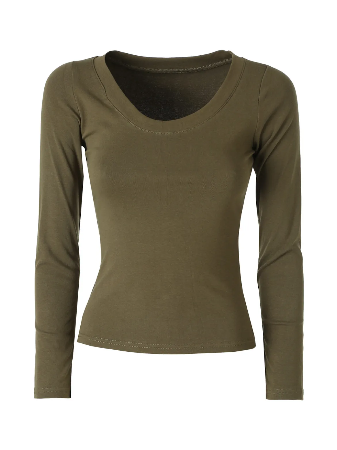Solada T-shirt a maniche lunghe da donna in cotone - oliva
