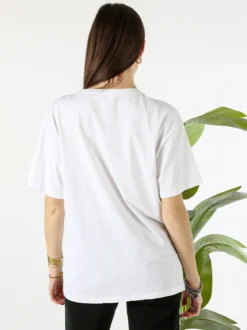 Solada T-shirt da donna in cotone con strass - bianco