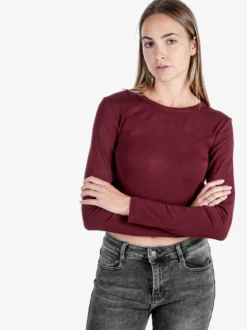 Solada T-shirt donna a maniche lunghe in viscosa - bordeaux