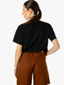Solada T-shirt donna gioiello con strass e stampa disegno animali - nero