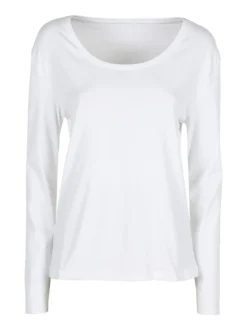 Solada T-shirt donna girocollo a maniche lunghe in cotone - bianco