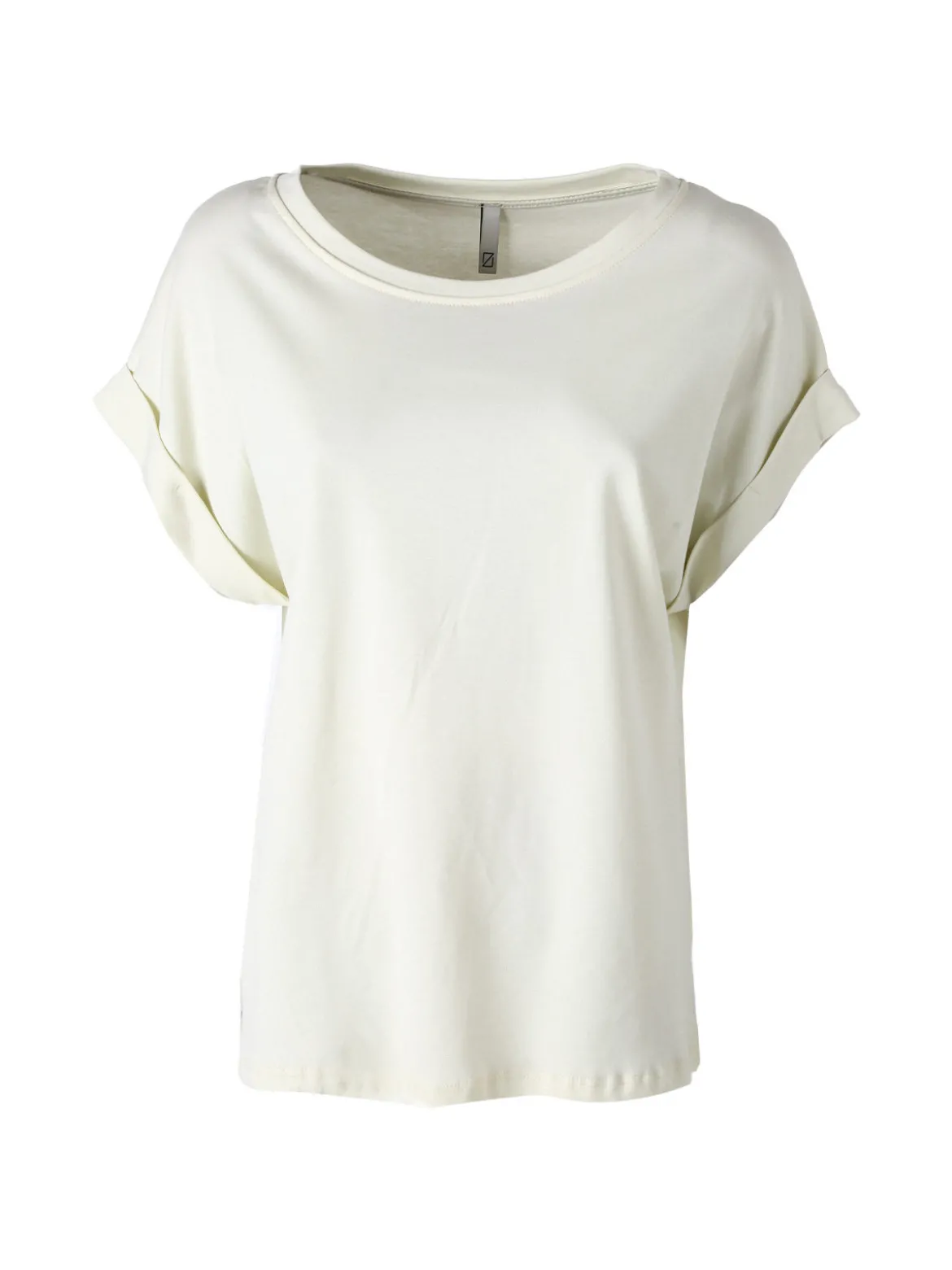 Solada T-shirt donna in cotone con giromaniche risvoltate - panna