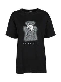 Solada T-shirt donna in cotone con stampa e strass decorativi