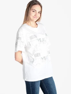 Solada T-shirt donna in cotone con strass e lustrini