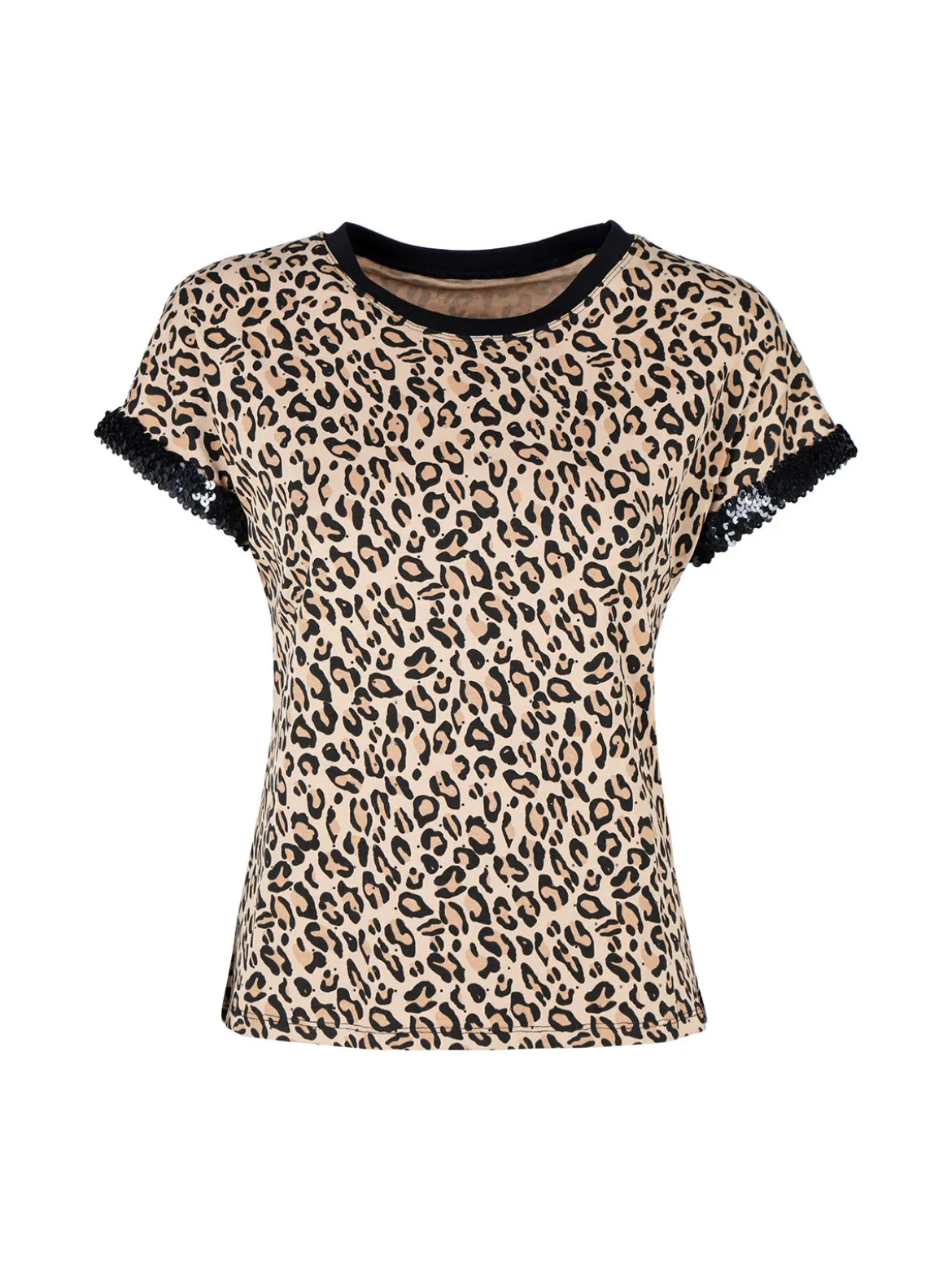 Solada T-shirt donna maculata con paillettes e strass