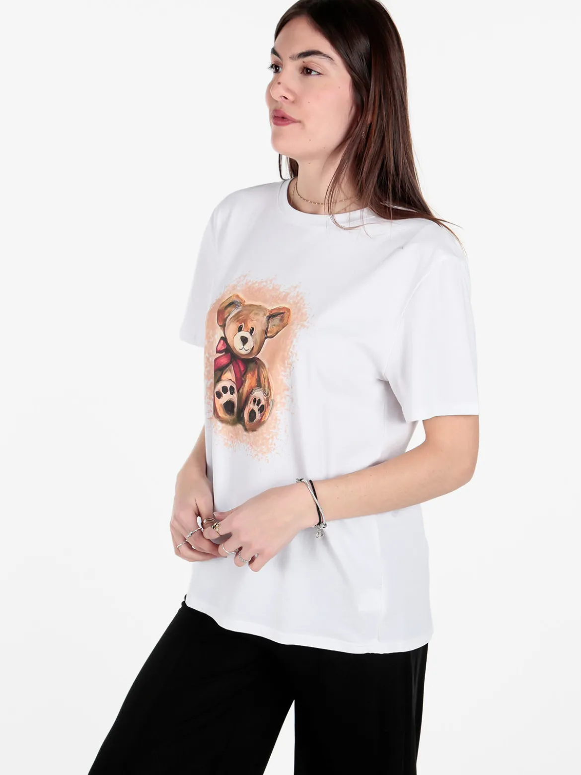 Solada T-shirt donna oversize con stampa orsacchiotto