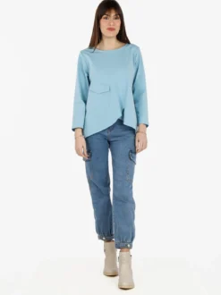 Solada T-shirt donna oversize con taschino