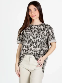 Solada T-shirt donna ovesize con stampa animalier