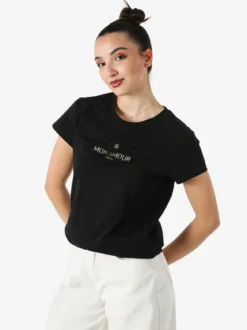 Solada T-shirt girocollo da donna in cotone con scritta - nero