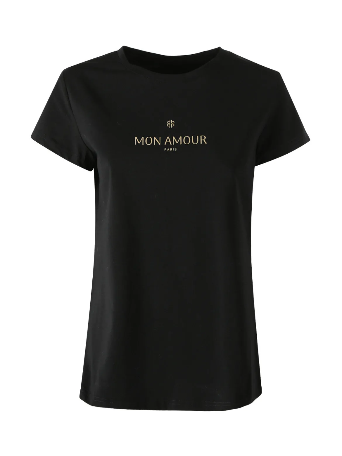 Solada T-shirt girocollo da donna in cotone con scritta - nero