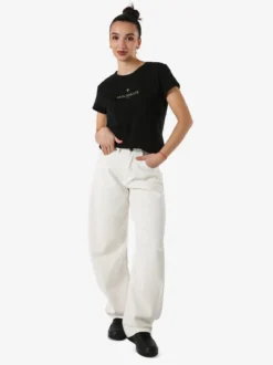 Solada T-shirt girocollo da donna in cotone con scritta - nero