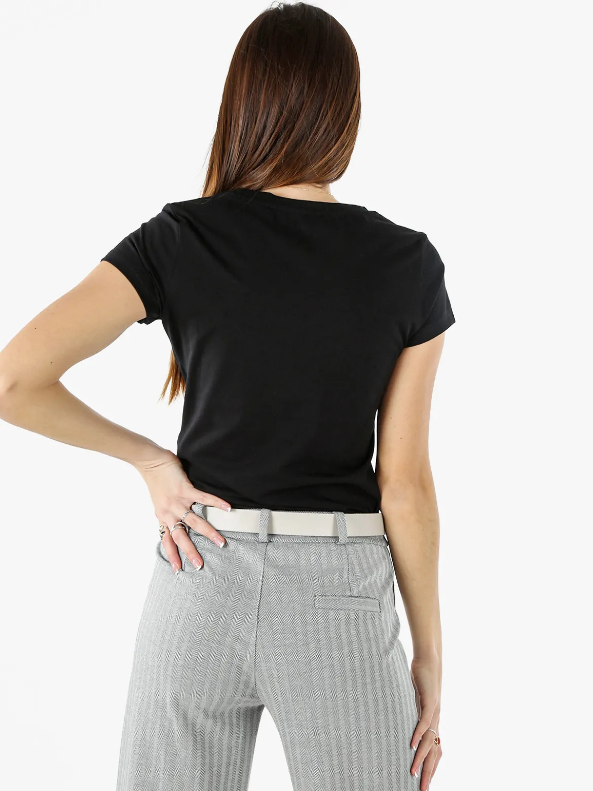 Solada T-shirt girocollo da donna in cotone - nero