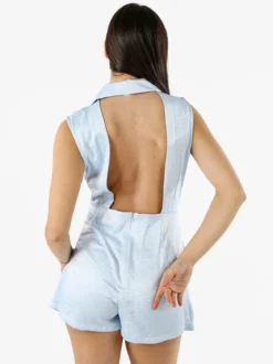 Solada Tuta corta a gilet da donna con schiena scoperta - azzurro