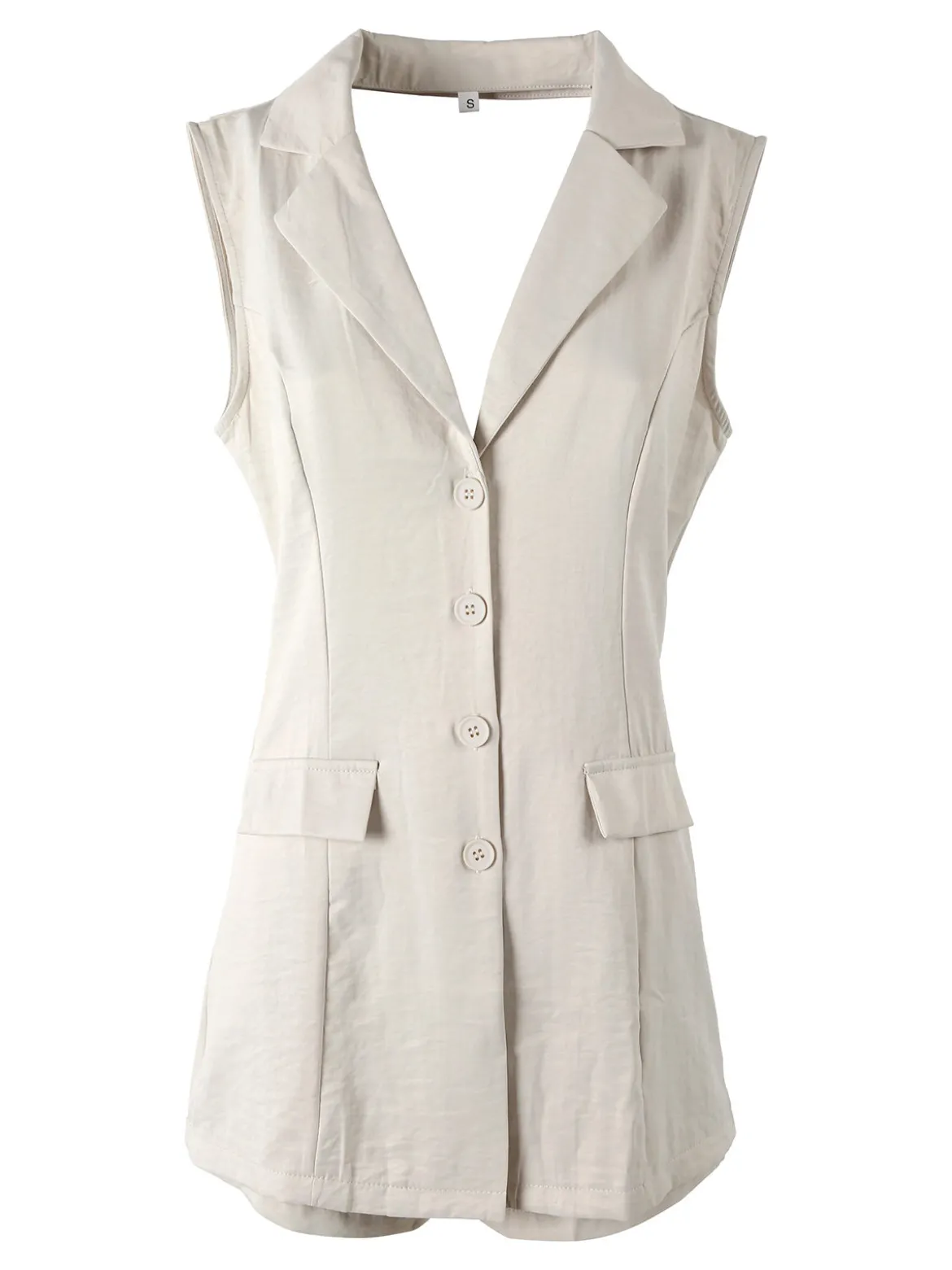 Solada Tuta corta a gilet da donna con schiena scoperta - beige