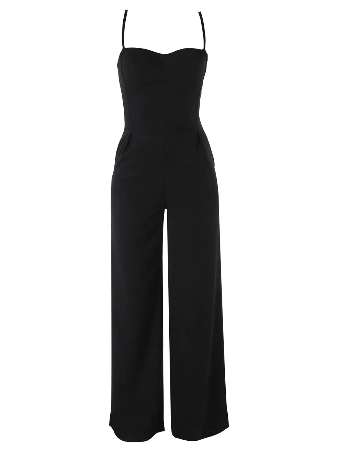 Solada Tuta jumpsuite da donna con spalline strette e coppe imbottite - nero