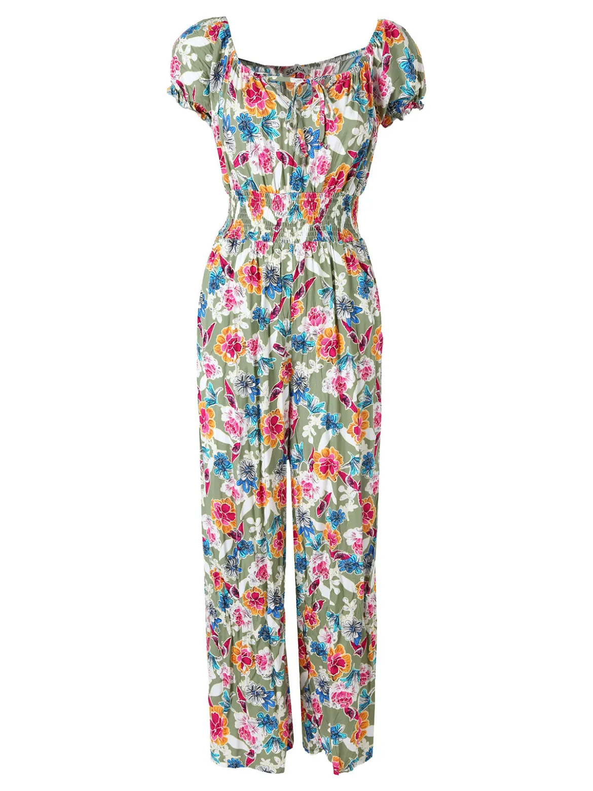 Solada Tuta jumpsuite da donna con stampa floreale e maniche corte - verde