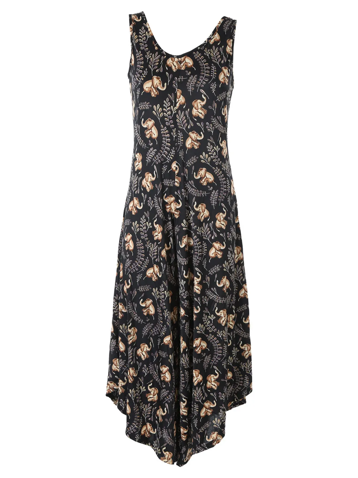 Solada Tuta jumpsuite da donna smanicata con stampe - nero