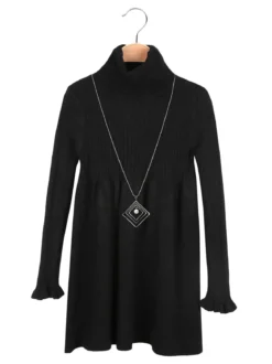 Solada Vestito da bambina dolcevita in maglia con collana