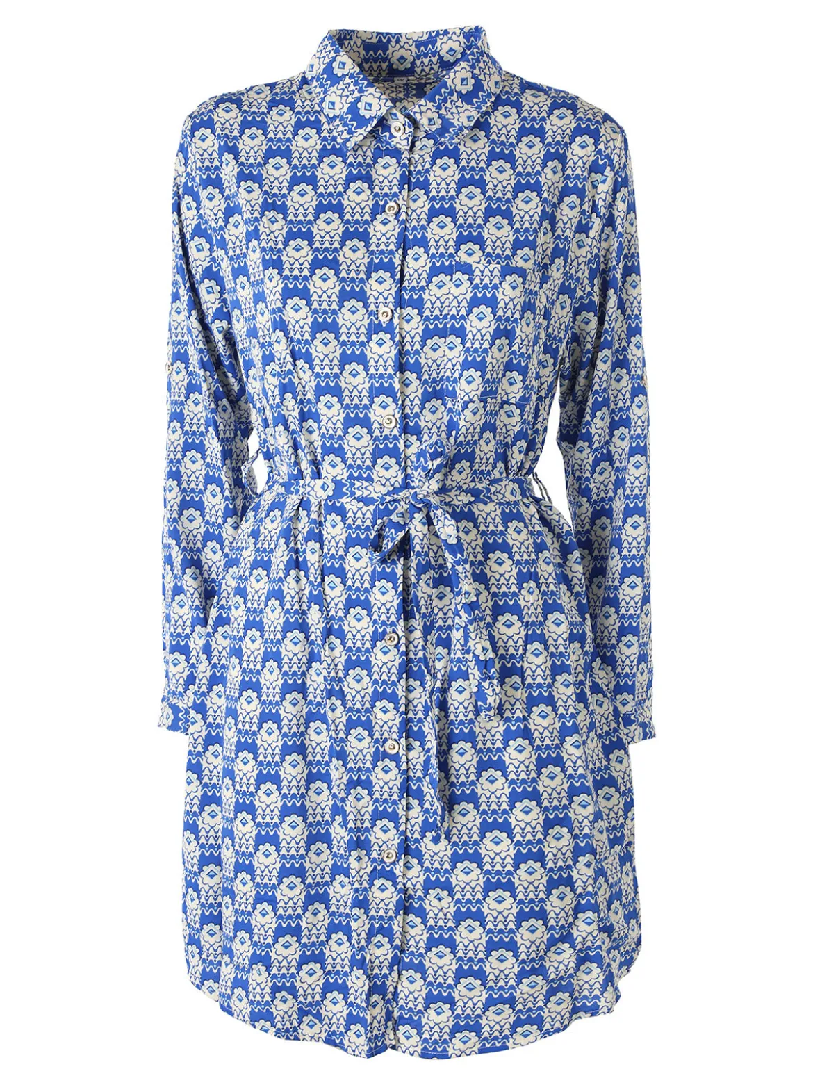 Solada Vestito donna a camicia con maniche lunghe - blu
