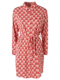 Solada Vestito donna a camicia con maniche lunghe - rosso