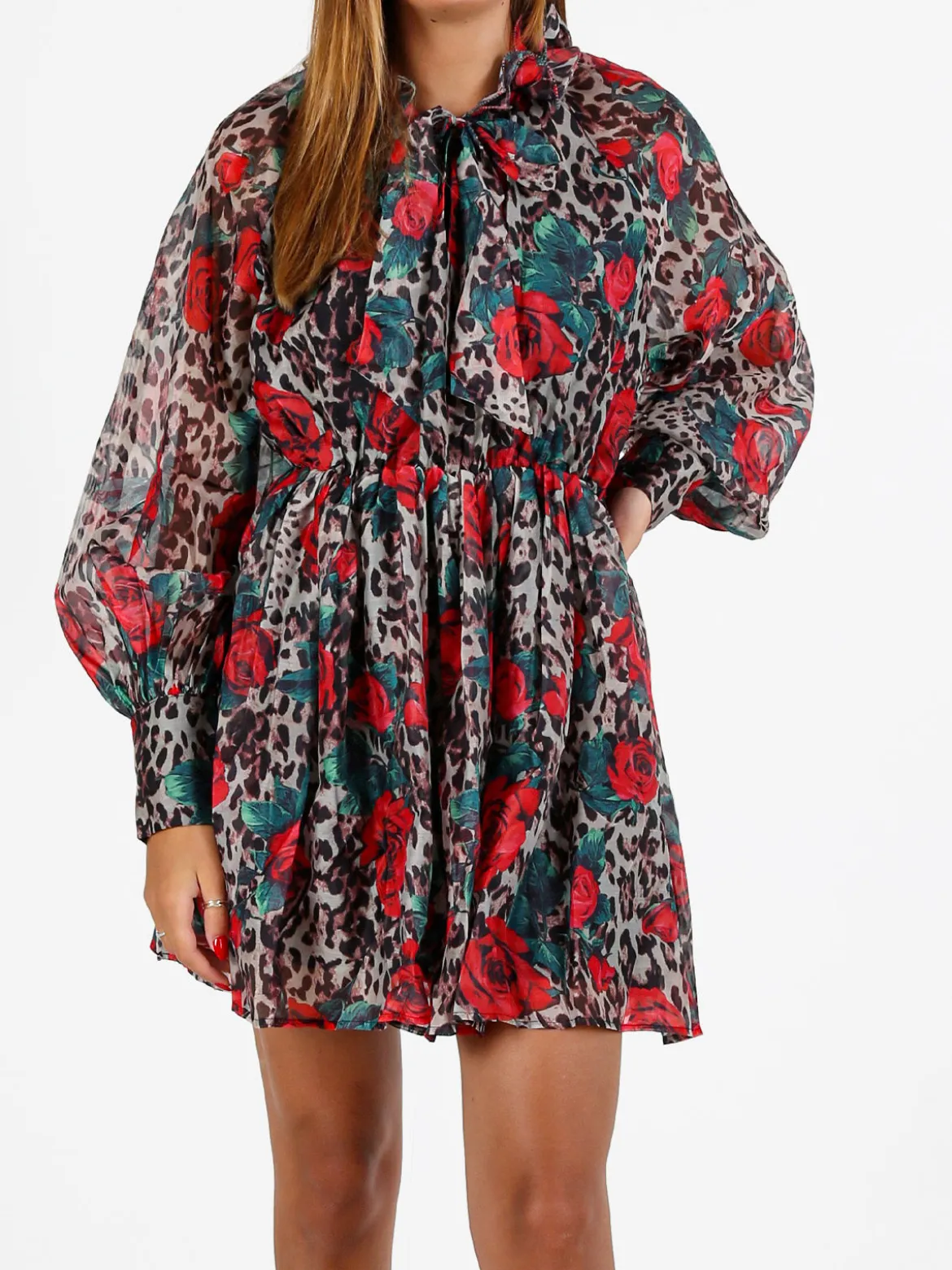 Solada Vestito donna animalier a maniche lunghe - multicolore
