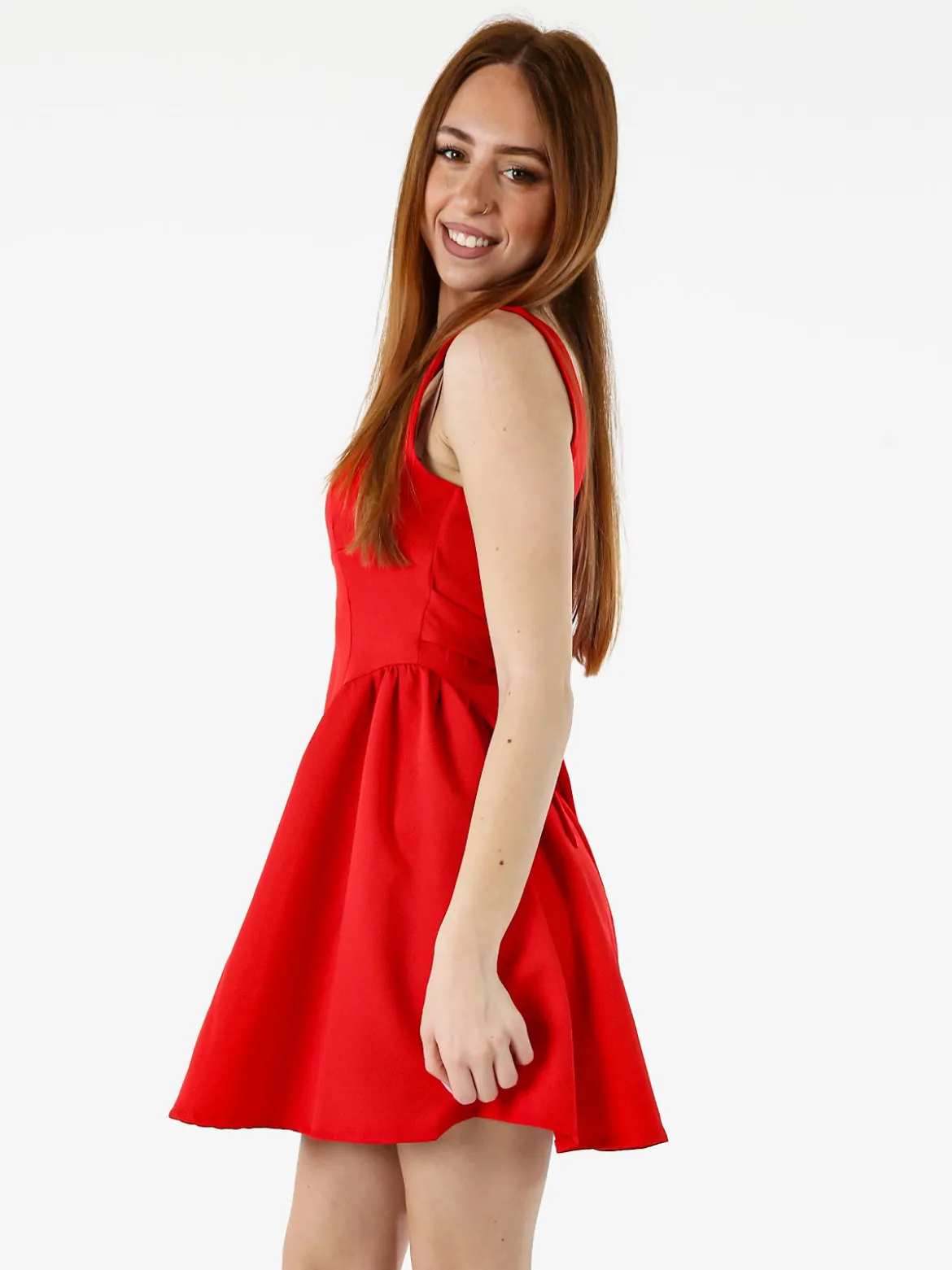 Solada Vestito donna a spalla stretta con scollo quadrato - rosso