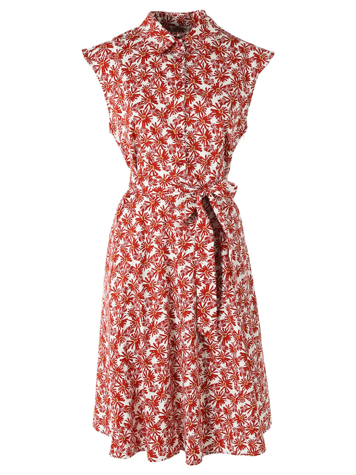 Solada Vestito donna in cotone svasato senza maniche - rosso