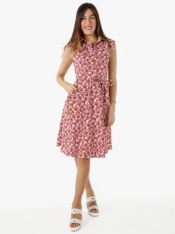 Solada Vestito donna in cotone svasato senza maniche - rosso