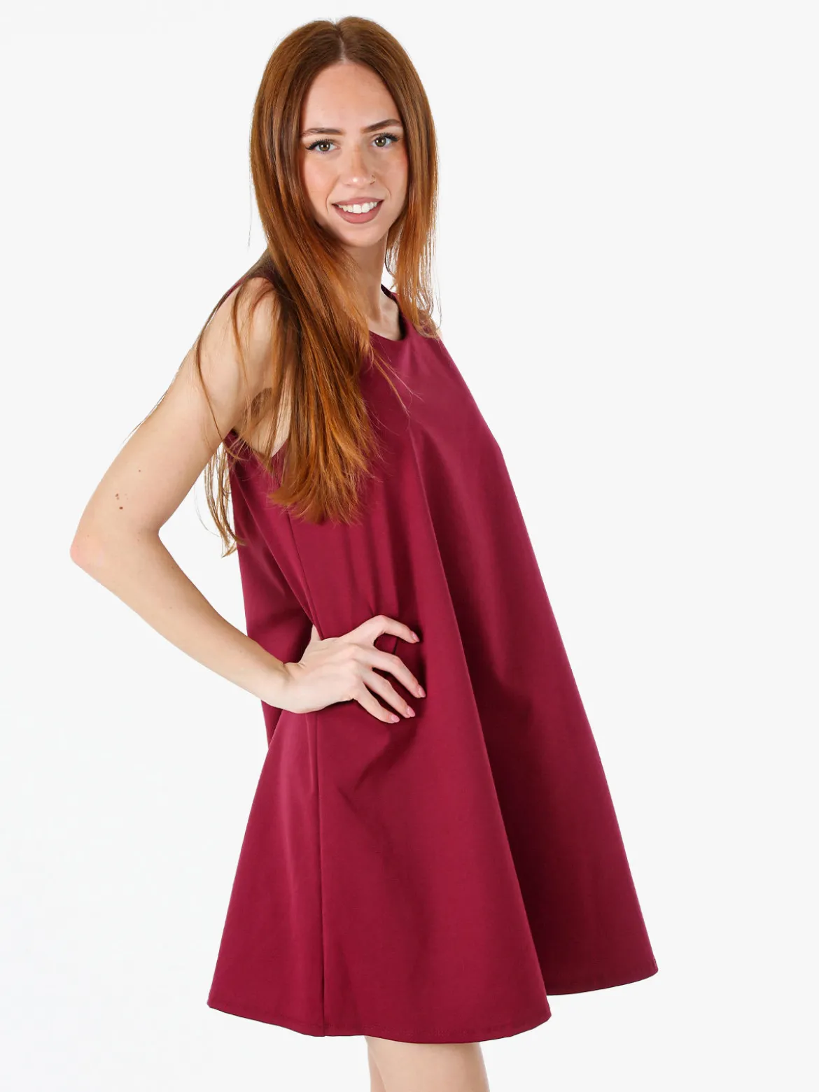 Solada Vestito donna svasato senza maniche - bordeaux