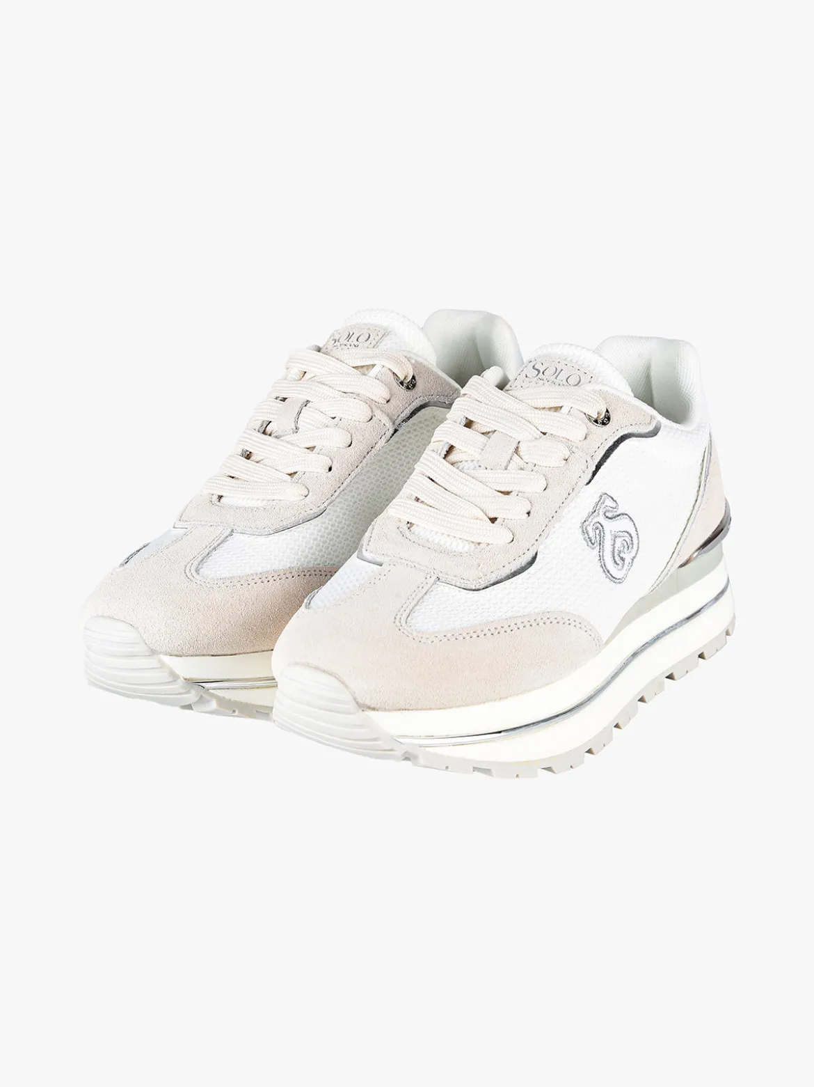 Solo Soprani Sneakers donna in pelle scamosciata e mesh con platform