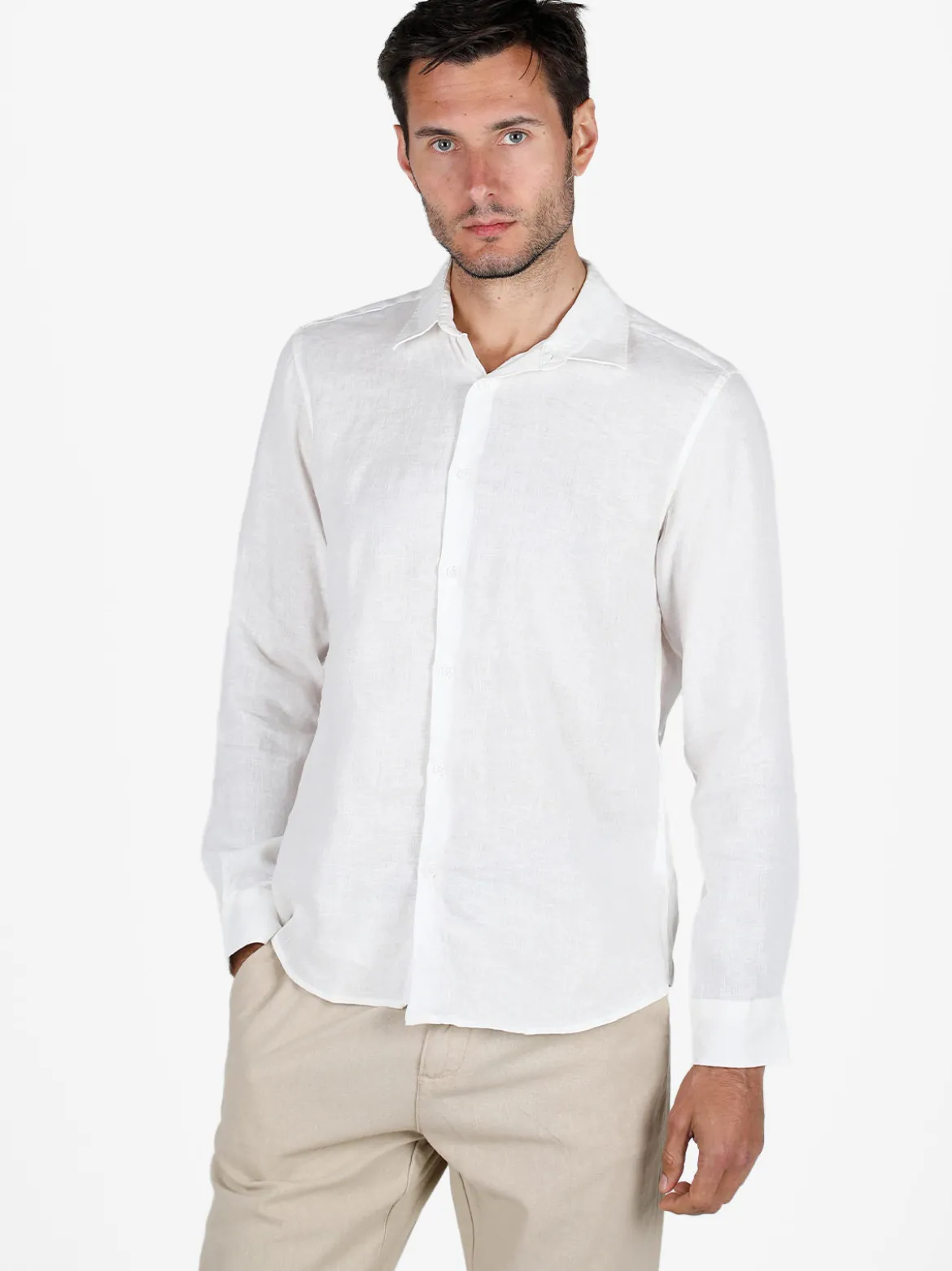 S.O.S Store Of Shirt Camicia in lino da uomo a maniche lunghe