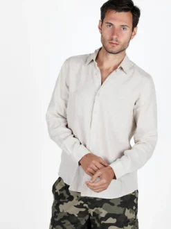 S.O.S Store Of Shirt Camicia in lino da uomo a maniche lunghe