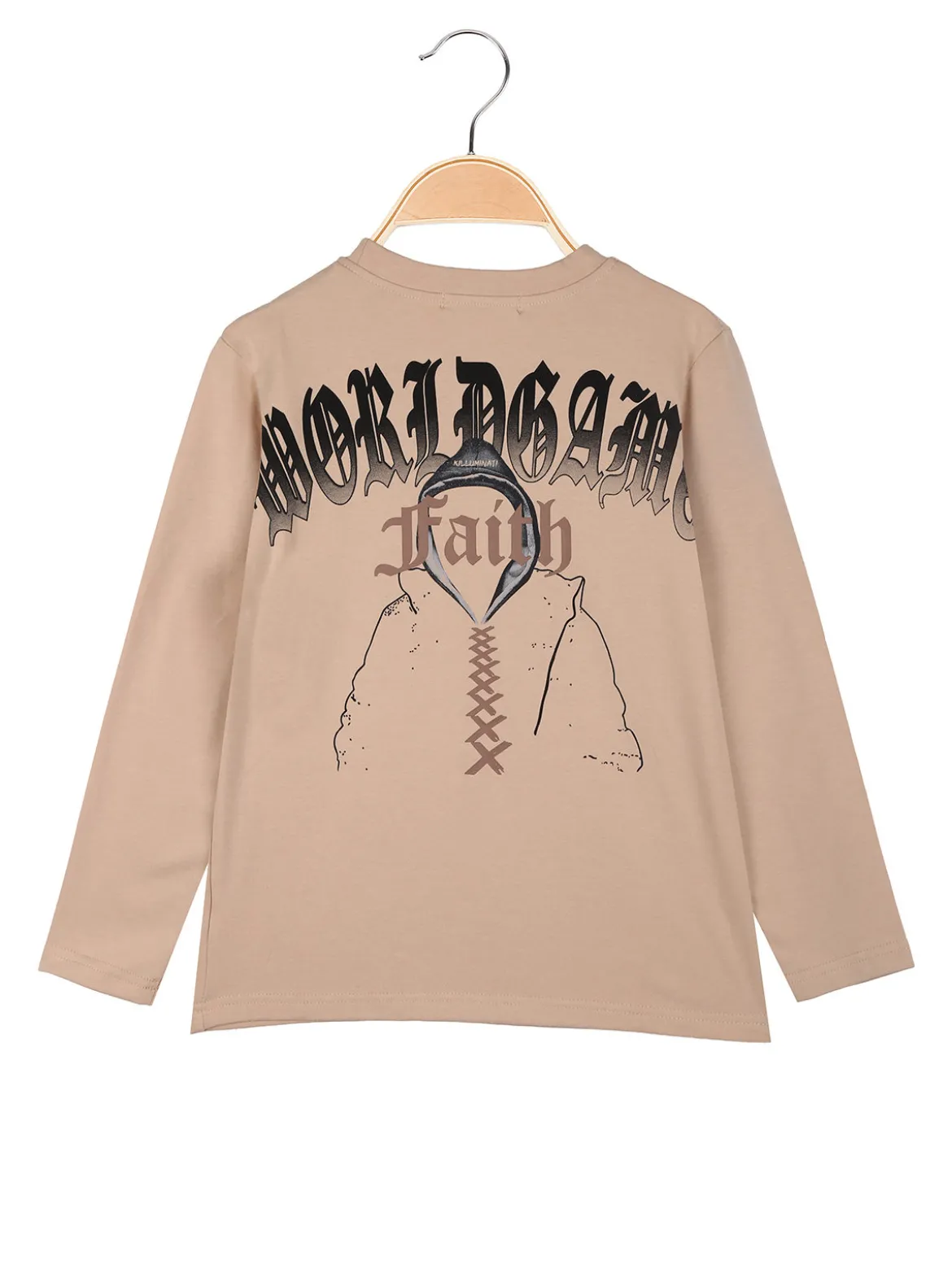 Street Porter T-shirt da ragazzo a maniche lunghe con stampa sul retro - khaki