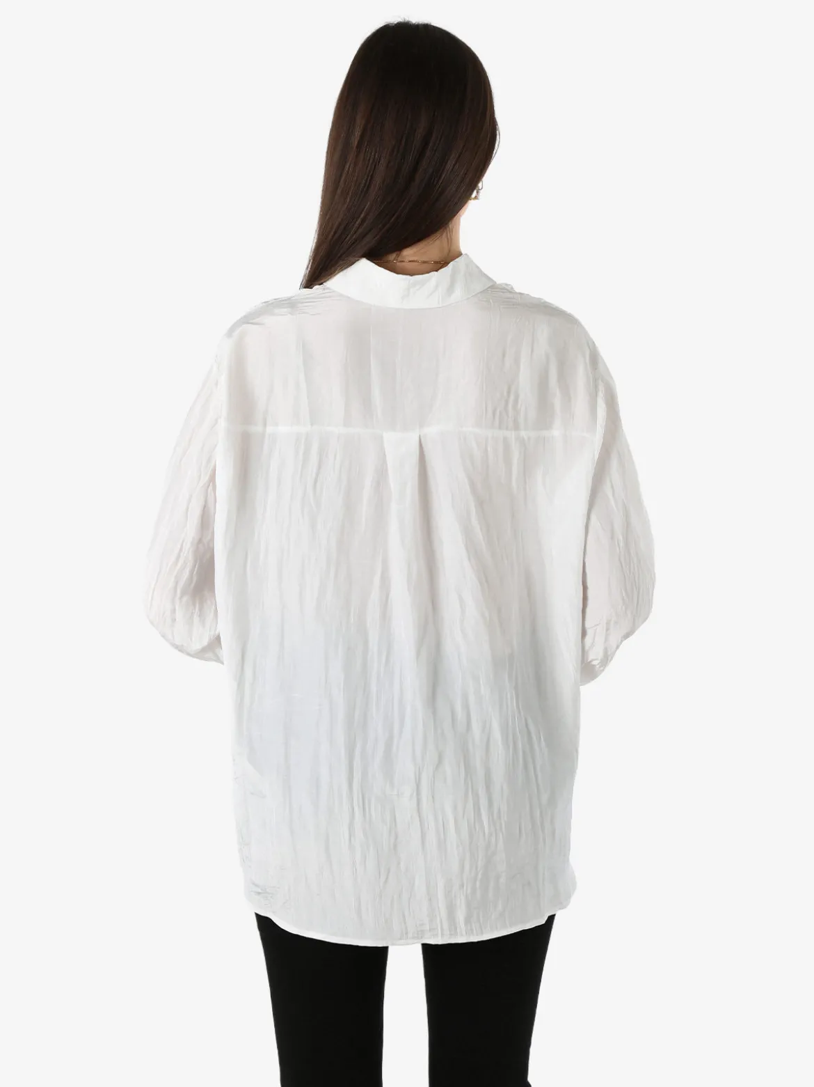 Studio Eleven Collection Camicia oversize da donna a maniche lunghe - bianco