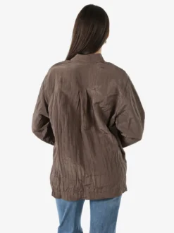 Studio Eleven Collection Camicia oversize da donna a maniche lunghe - moro