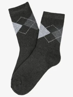 Stylosa Calze corte da donna in pile a rombi - grigio scuro