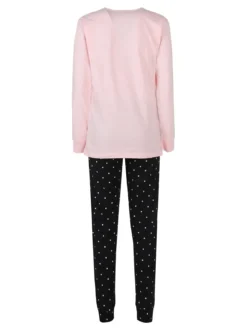Stylosa Pigiama lungo da donna in cotone con pantaloni a pois