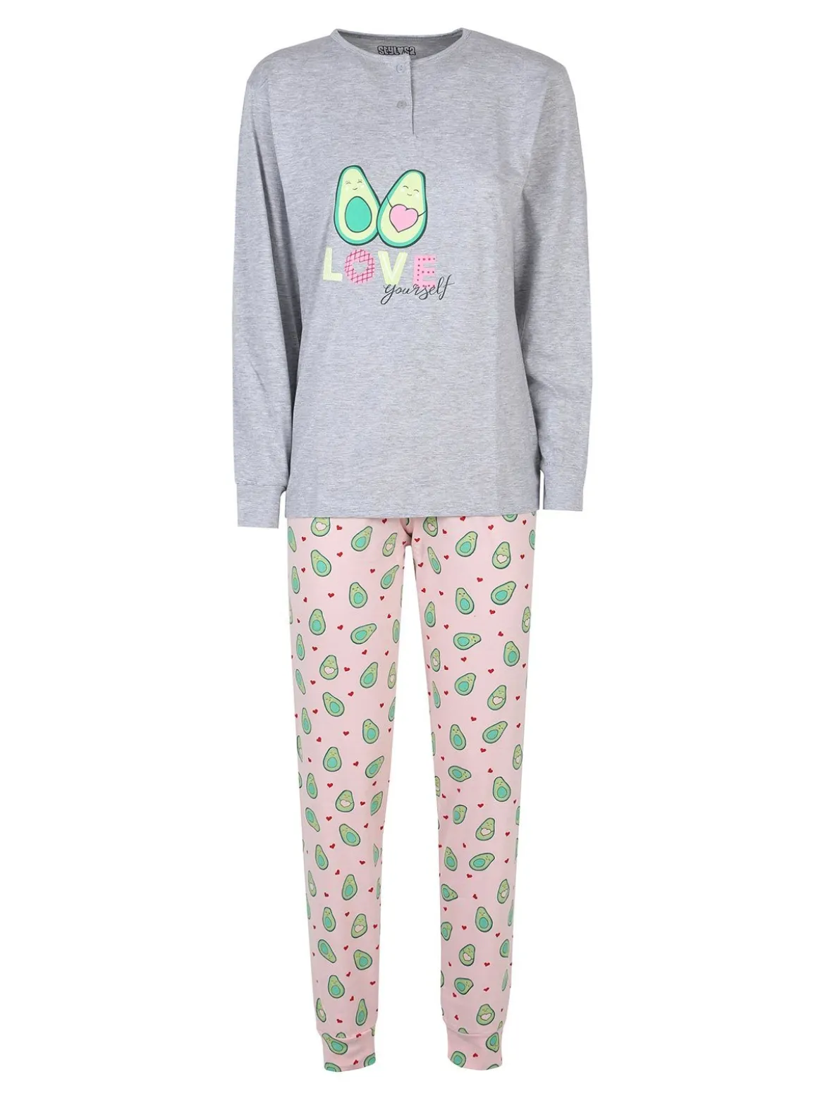 Stylosa Pigiama lungo da donna in cotone con stampe