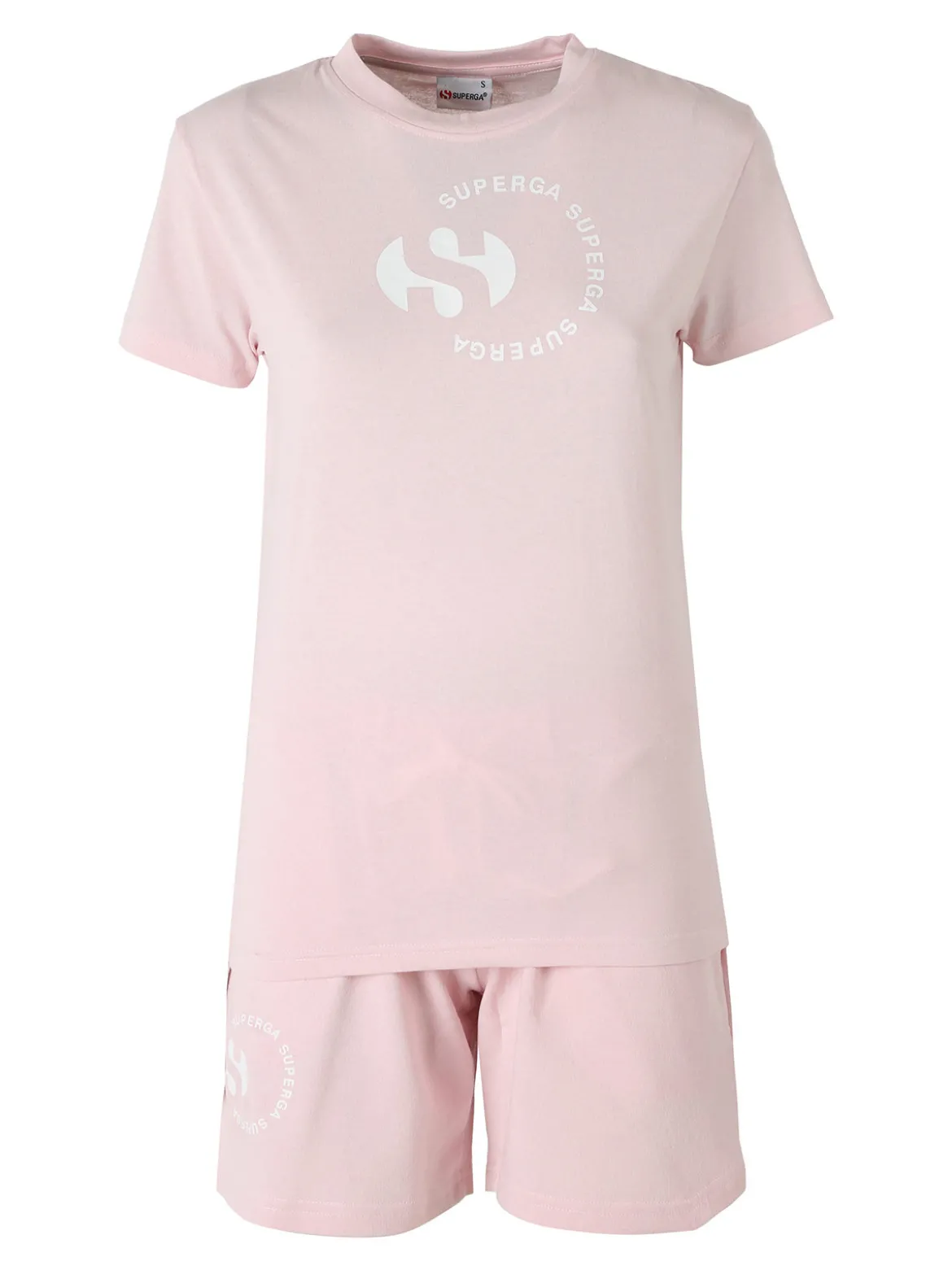 Superga Completo corto da donna in cotone con logo - rosa